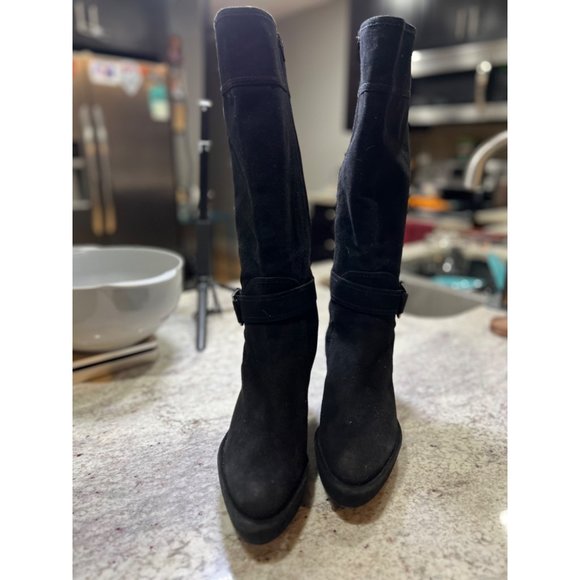 Stuart Weitzman Suede Wedge Black Boots - Size‎ 8.5 - Picture 3 of 8